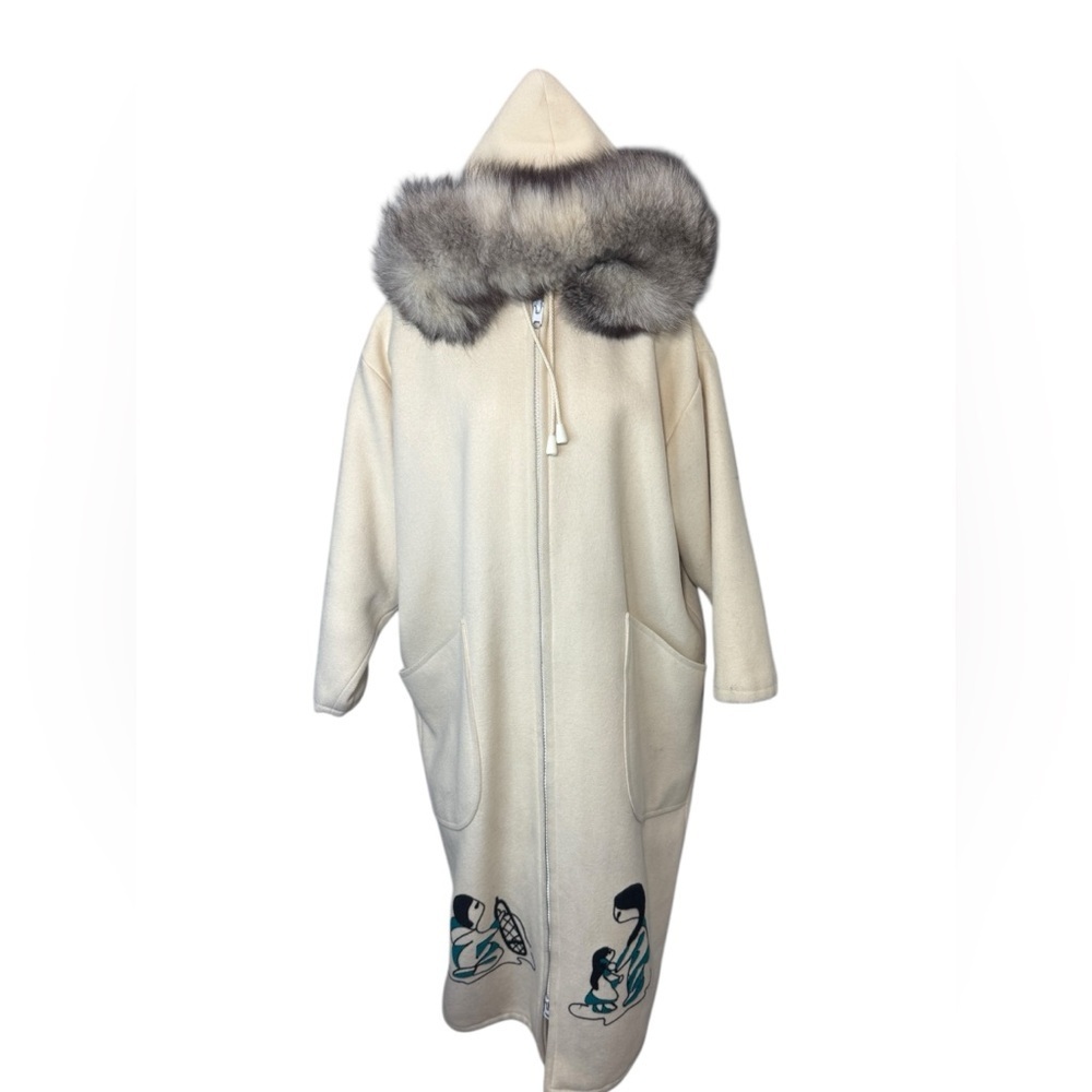 Northern Sun Vintage Wool Parka Fur Hood STAINED Fits Approx. Size XL to 2X